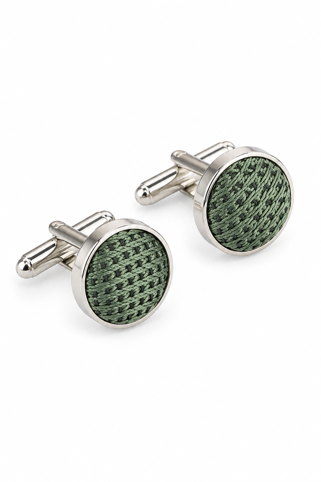 Satin Silk Textured Green Tie Gift Set Pocket Square Cuff Links Tie Matt Satin