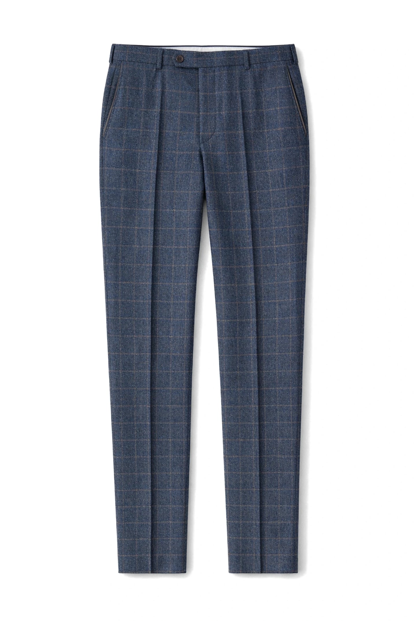 Scott - Men's Blue Tweed Checked Trousers