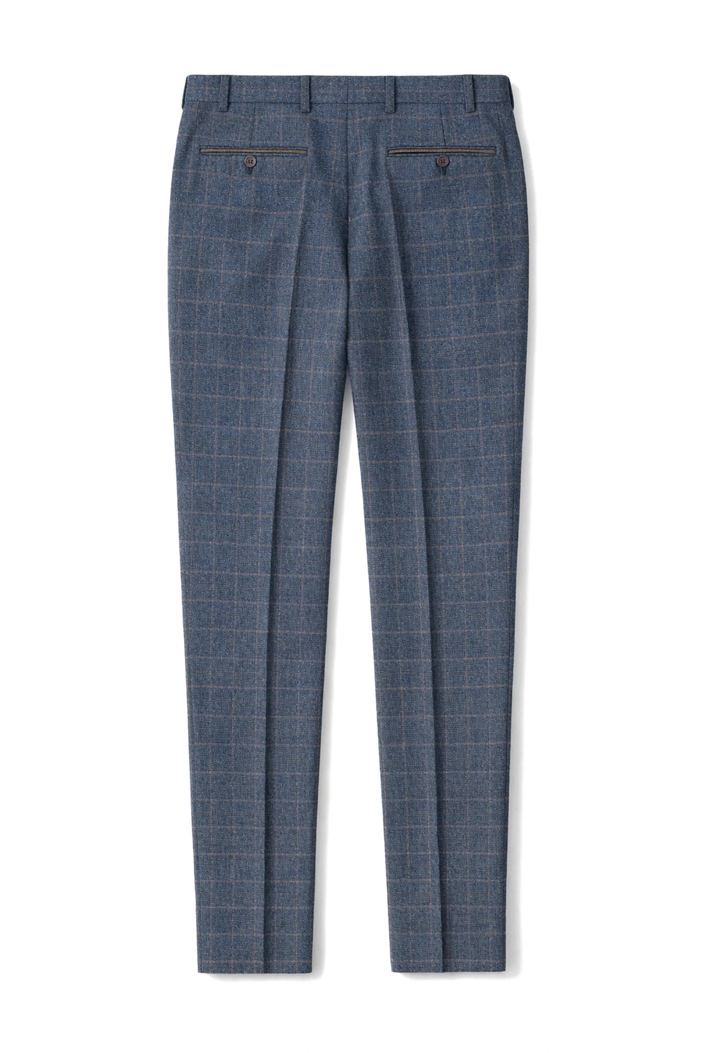 Scott - Men's Blue Tweed Checked Trousers