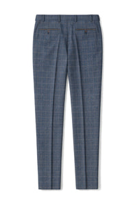 Scott - Men's Blue Tweed Checked Trousers