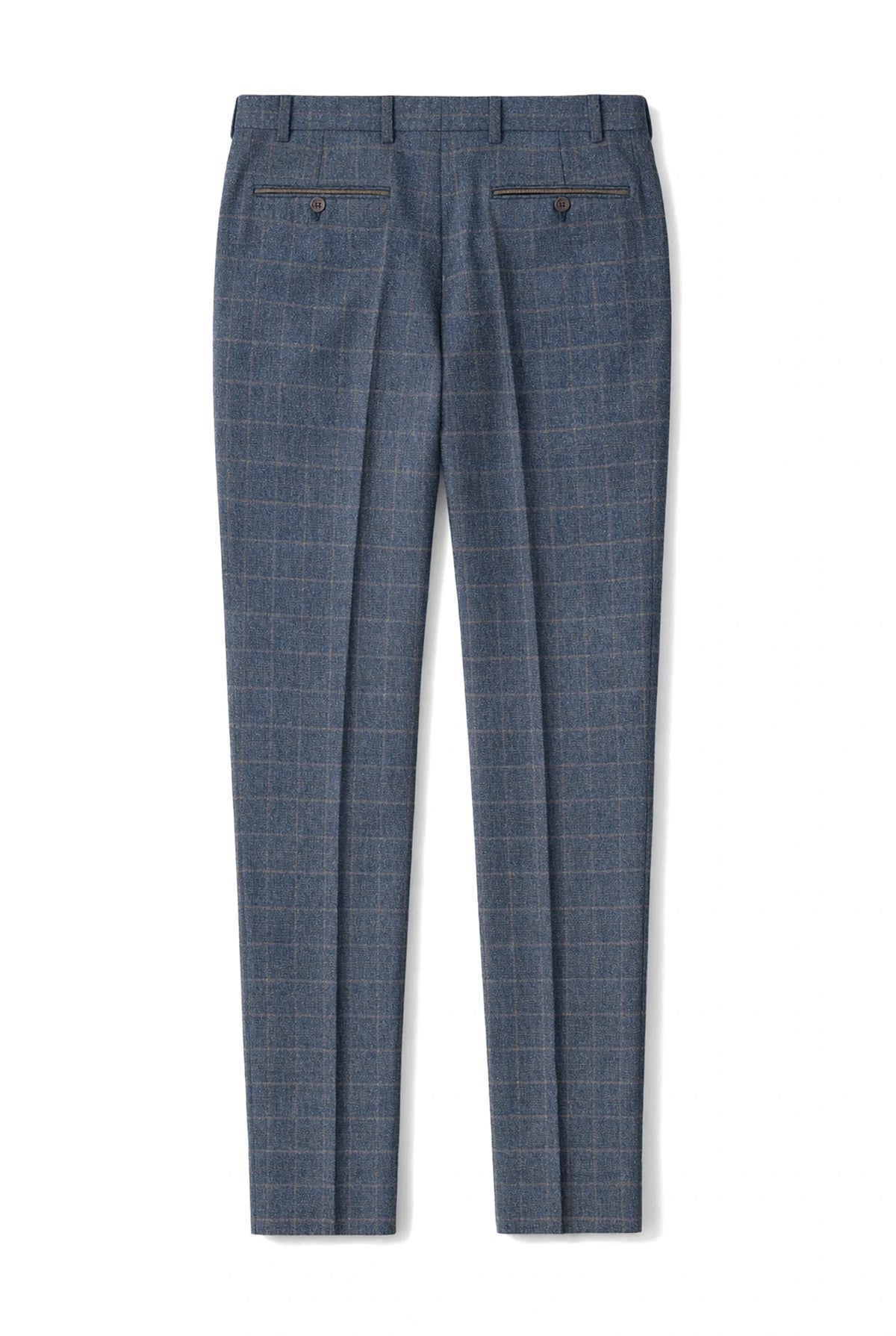 Scott - Men's Blue Tweed Checked Trousers