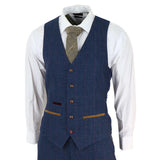 Scott Men's Blue 3-Piece Tweed Check Suit