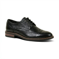 Stokes - Men's Black Leather Wingtip Brogue Lace-Up Shoes