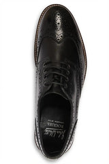 Stokes - Men's Black Leather Wingtip Brogue Lace-Up Shoes