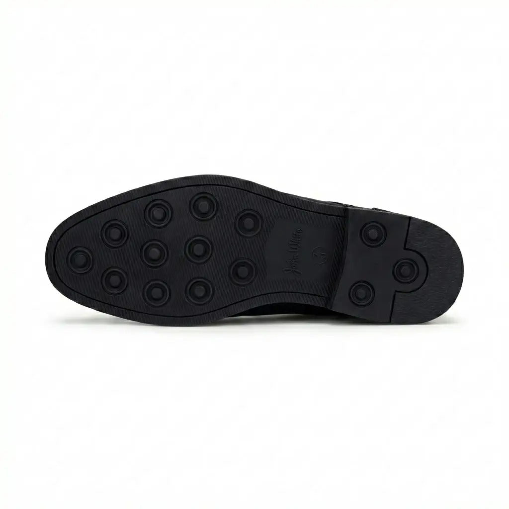 Stokes - Men's Black Leather Wingtip Brogue Lace-Up Shoes