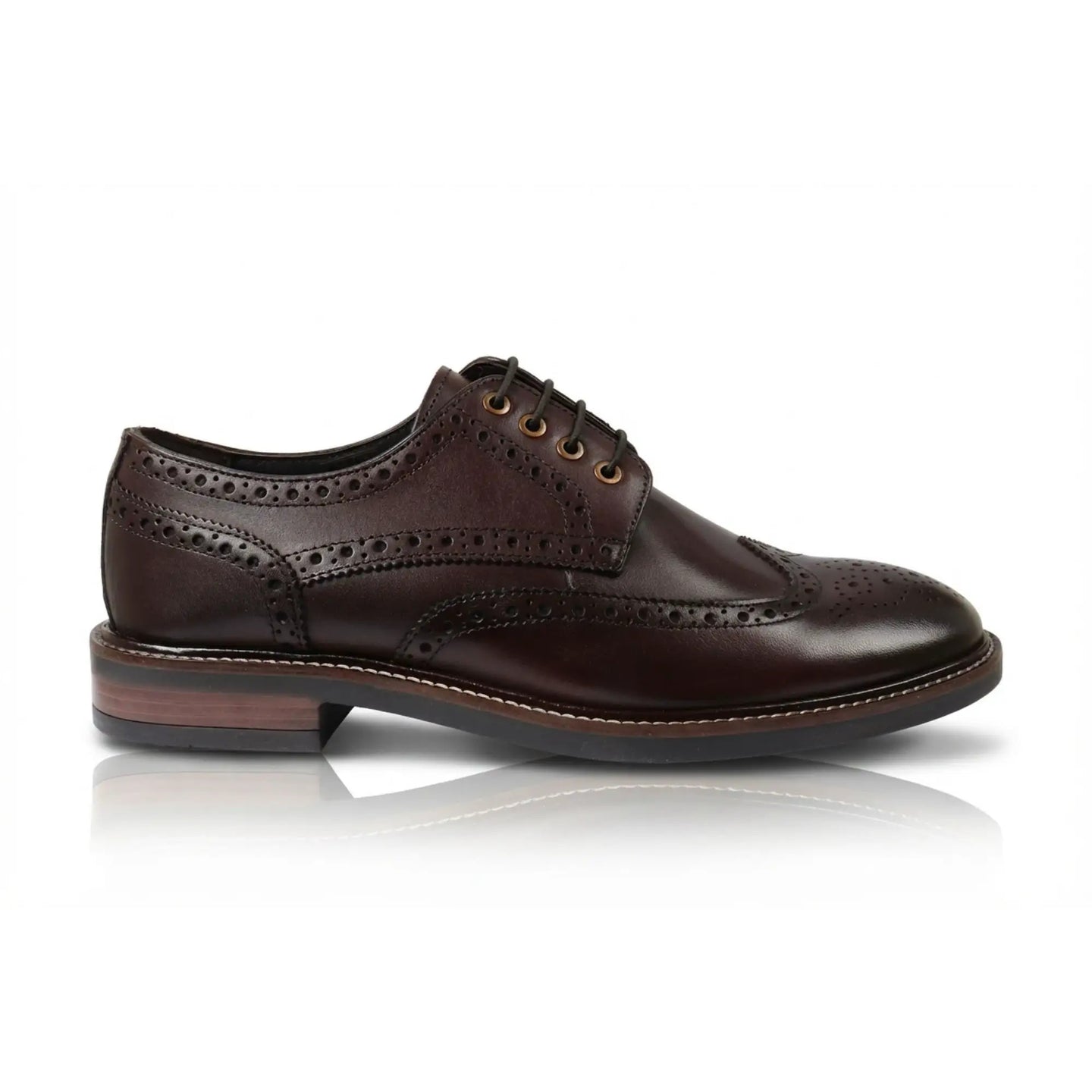 Stokes - Men's Brown Leather Wingtip Brogue Lace-Up Shoes