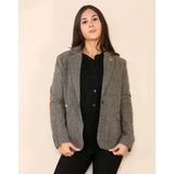 Women's Herringbone Tweed Blazer Oak Brown Classic Jacket