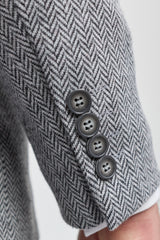 Men's Light Grey 3 Piece Tweed Herringbone Suit - STZ11