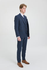Mens Navy-Blue Peaky Blinders Wool Suit