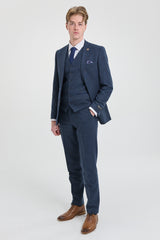 Mens Navy-Blue Peaky Blinders Wool Suit