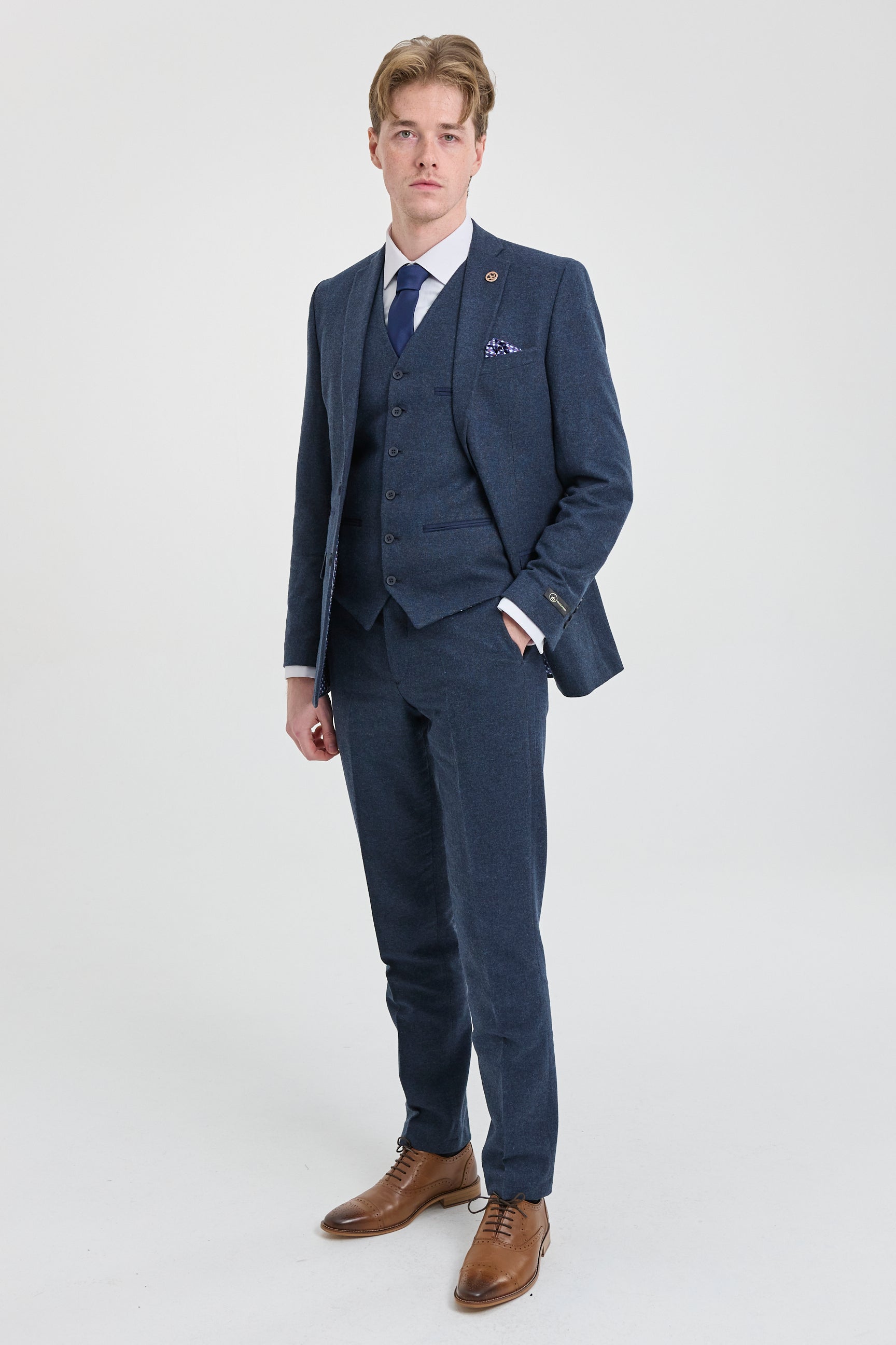 Mens Navy-Blue Peaky Blinders Wool Suit