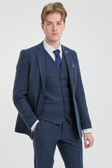 Mens Navy-Blue Peaky Blinders Wool Suit