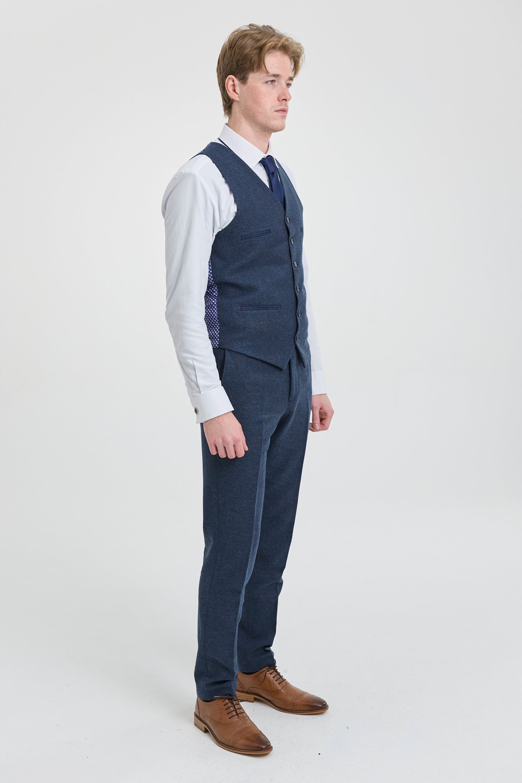 Mens Navy-Blue Peaky Blinders Wool Suit