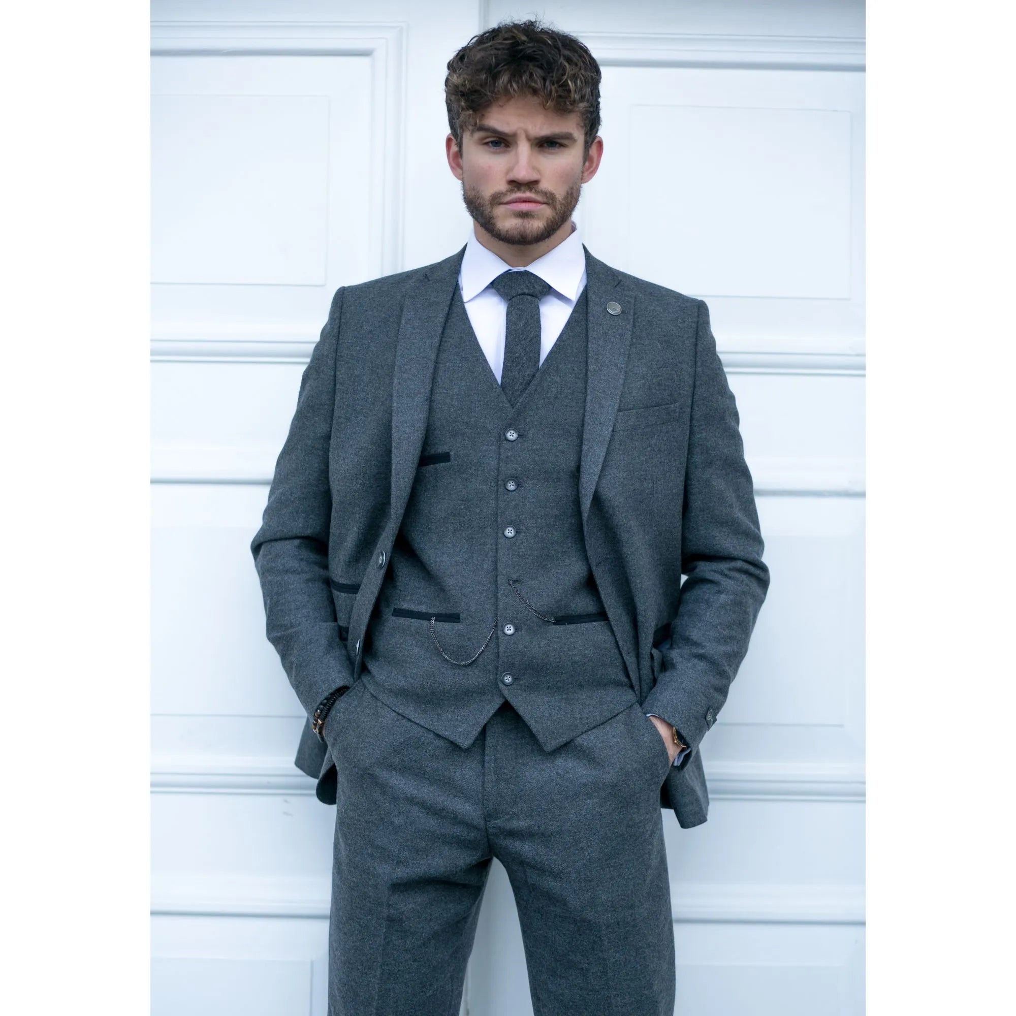 Mens Grey Wool Suit