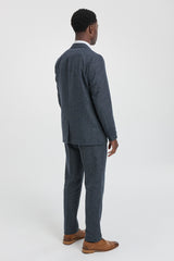 Mens 3 Piece Navy Suit with Double Breasted Waistcoat