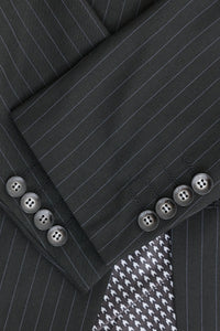 Mens  Black 3 Piece Pinstripe Suit