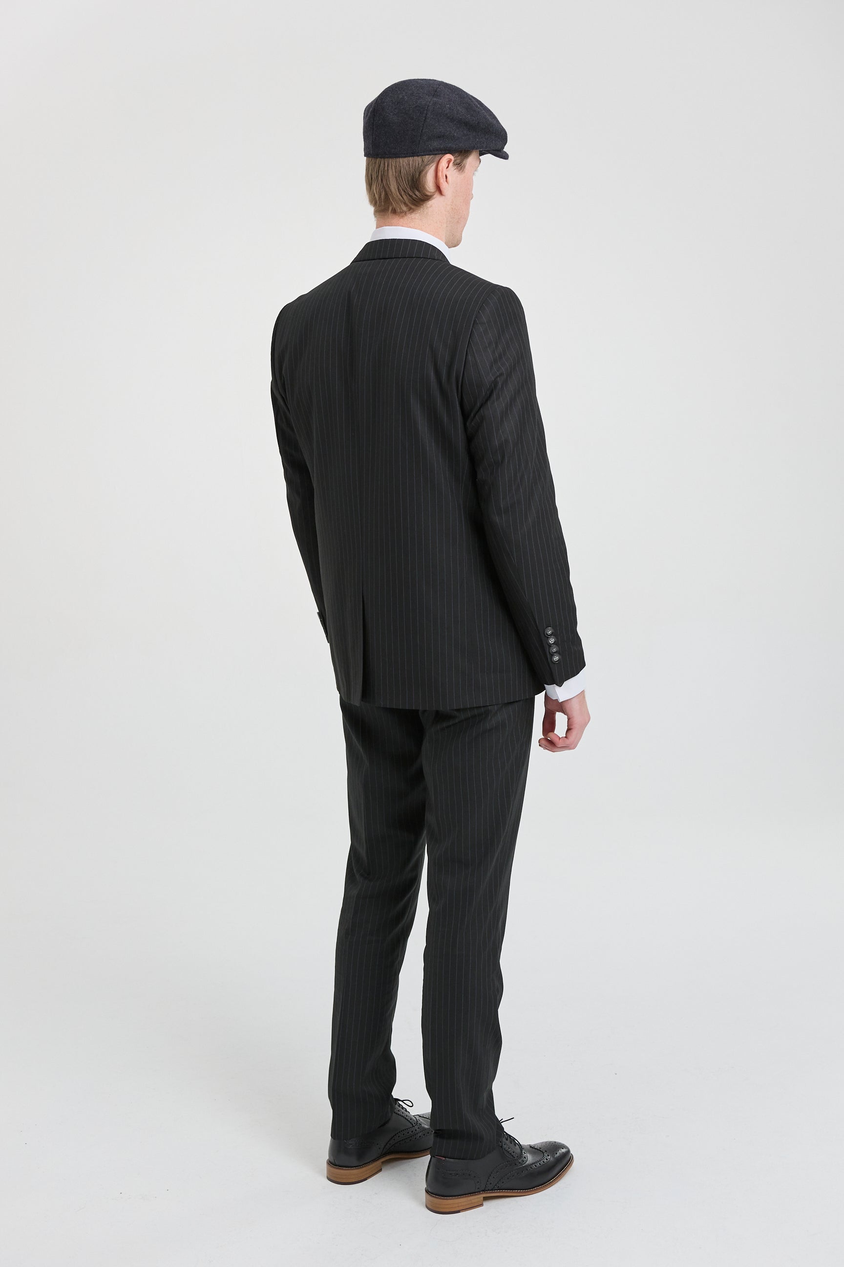 black formal dress for men Mens Black 3 Piece Pinstripe Suit