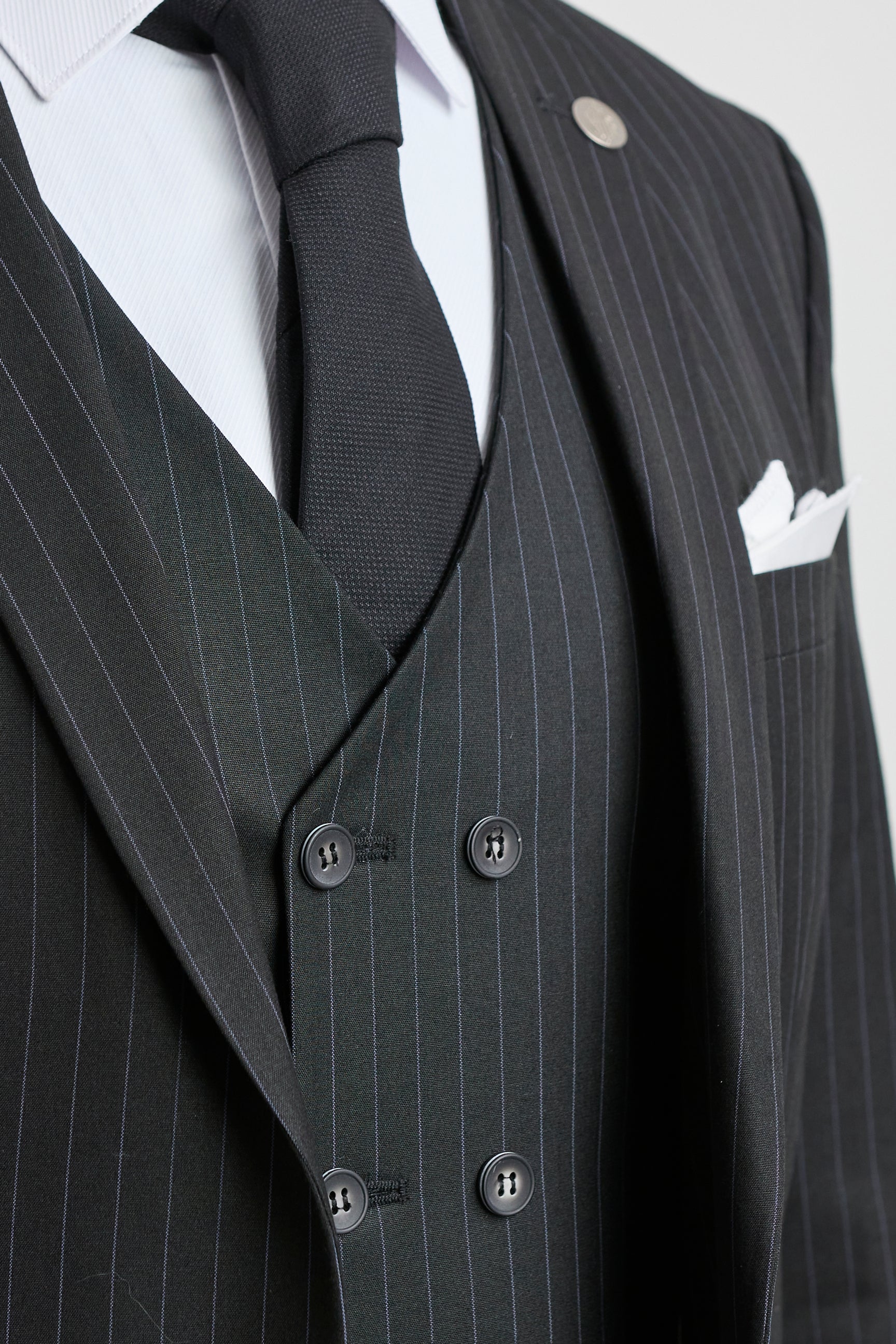 Mens Black 3 Piece Pinstripe Suit Mens Black 3 Piece Pinstripe Suit