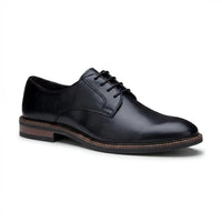 Tanner - Men's Black Leather Plain Toe Derby Lace-Up Shoes