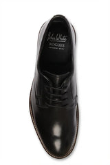 Tanner - Men's Black Leather Plain Toe Derby Lace-Up Shoes