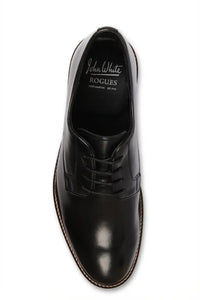 Tanner - Men's Black Leather Plain Toe Derby Lace-Up Shoes