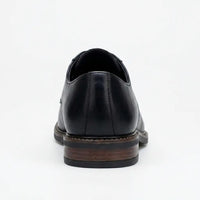 Tanner - Men's Black Leather Plain Toe Derby Lace-Up Shoes