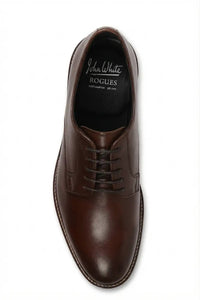 Tanner - Men's Brown Leather Plain Toe Derby Lace-Up Shoes