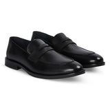 Ted - Men's Black Classic Moc Toe Leather Penny Loafers
