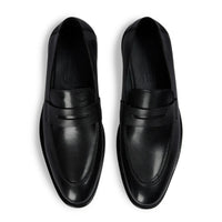 Ted - Men's Black Classic Moc Toe Leather Penny Loafers