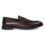 Ted - Men's Brown Classic Moc Toe Leather Penny Loafers
