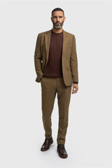 Thomas - Men's Brown Classic Herringbone Tweed Blazer