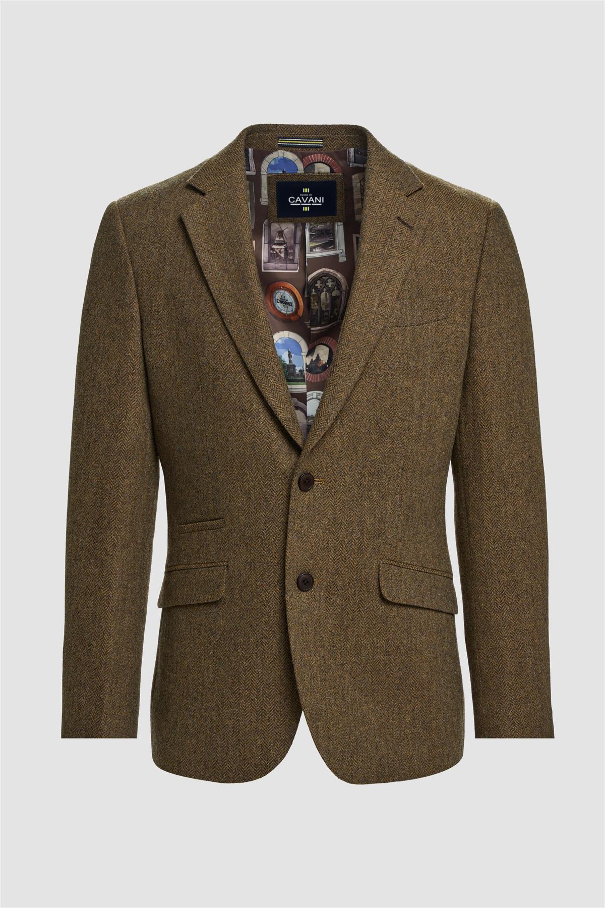 Thomas - Men's Brown Classic Herringbone Tweed Blazer