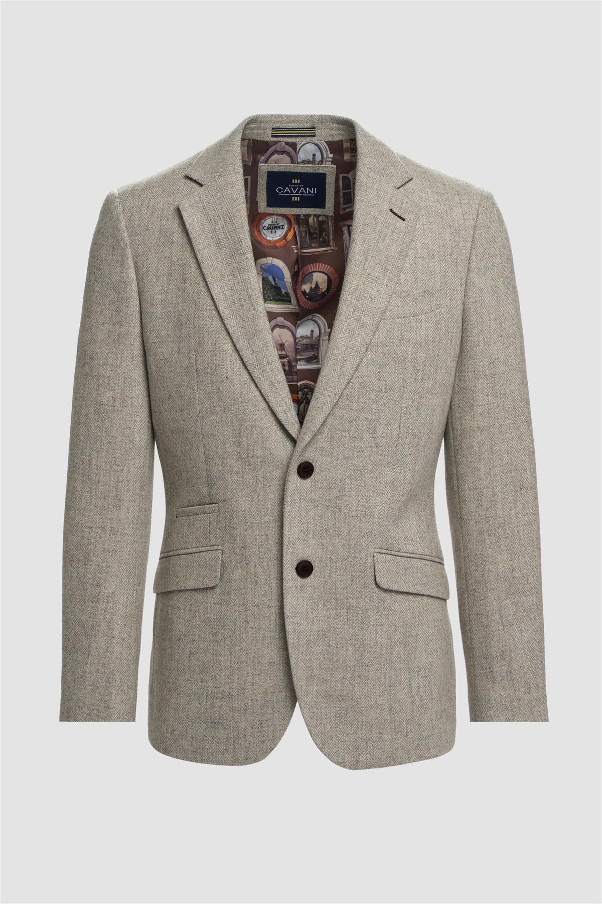 Thomas - Men's Grey Classic Herringbone Tweed Blazer