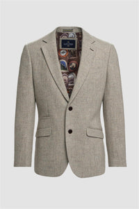 Thomas - Men's Grey Classic Herringbone Tweed Blazer