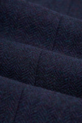 Thomas - Men's Navy Wool Blend Herringbone Tweed Trousers