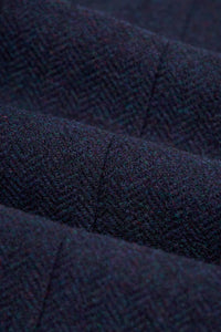 Thomas - Men's Navy Wool Blend Herringbone Tweed Trousers