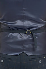 Torino - Men's Navy Check Double Breasted Waistcoat