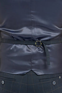 Torino - Men's Navy Check Double Breasted Waistcoat