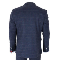TP-32 - Gatsby Style Navy Blue 3 Piece Wool Blend Tweed Suit for Men