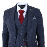 TP-32 - Gatsby Style Navy Blue 3 Piece Wool Blend Tweed Suit for Men