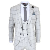 TP-33 - Men's 3 Piece Tailored Fit Grey Plaid Check Suit