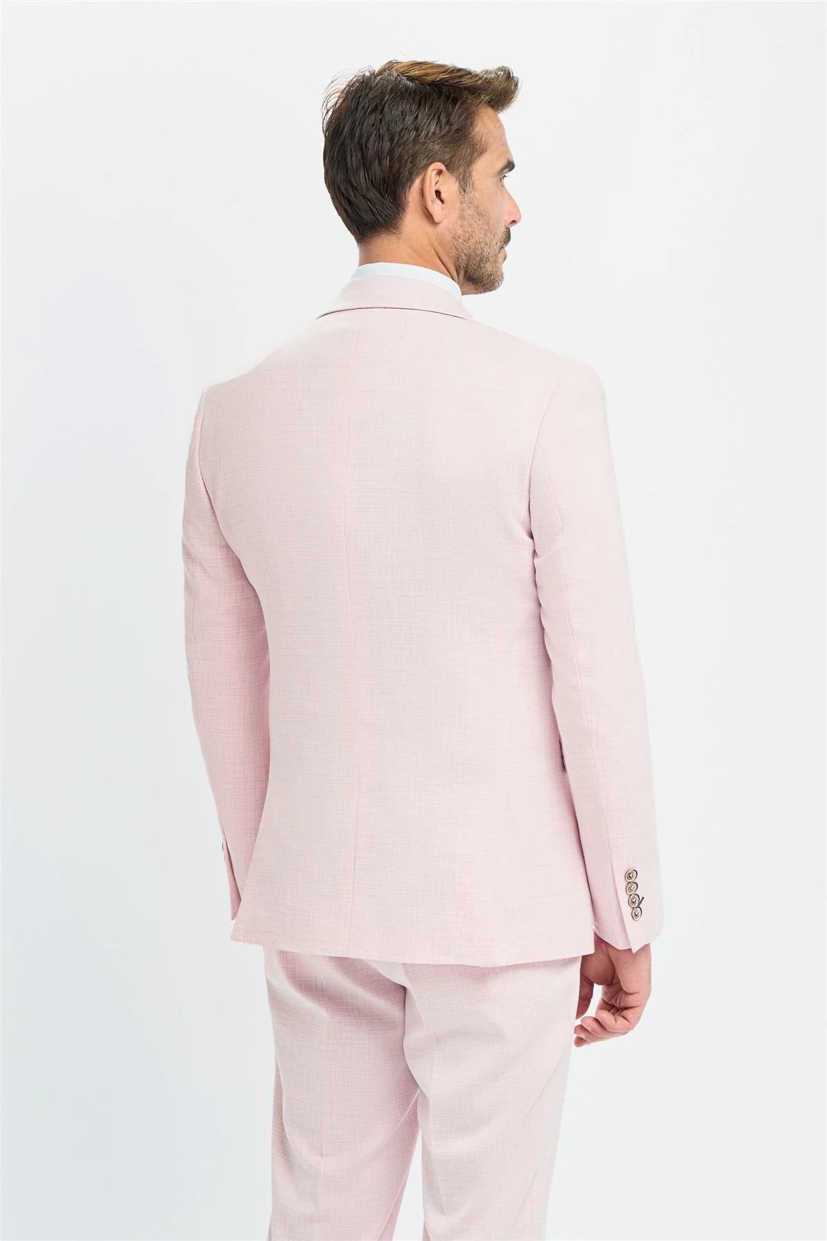 pink formal dress for men Hisdern Men's Pink White Splicing Dress Shirt For Office Wear S