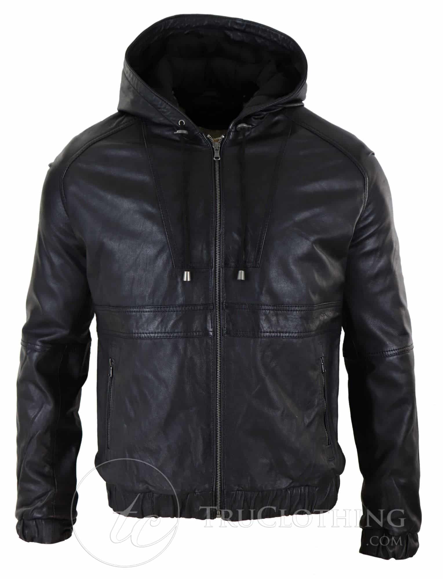 【BALR.】2way HOODED LEATHER BOMBER JACKET Jild Hoodie 2.0 Leather Jacket Men - Lambskin Leather Bomber