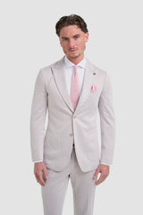 Vasco - Men's Beige Herringbone Blazer