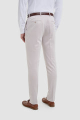 Vasco - Men's Beige Herringbone Trousers