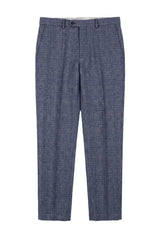 Victor - Men's Tweed Check Blue Wedding Trousers