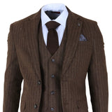 Men's Brown Pinstripe Slim Fit 3 Piece Suit
