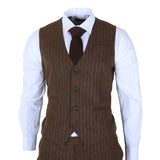 Men's Brown Pinstripe Slim Fit 3 Piece Suit