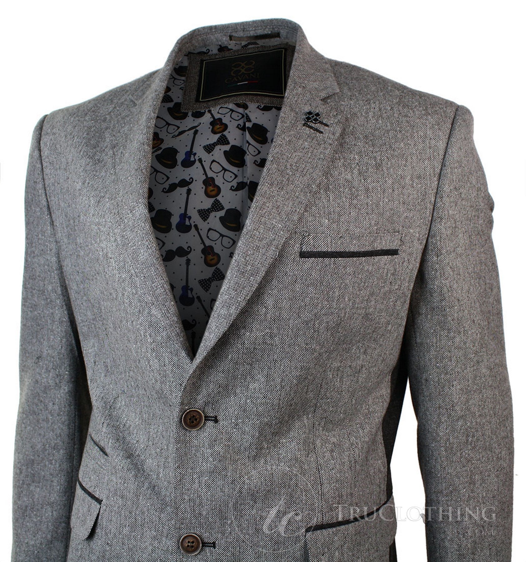 Herringbone Black And White Tweed Jacket Mens Grey Herringbone