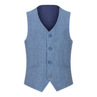 Boys 3 Piece Wool Suit Light Blue Tweed Vintage 1920s Classic 4 Pocket Waistcoat